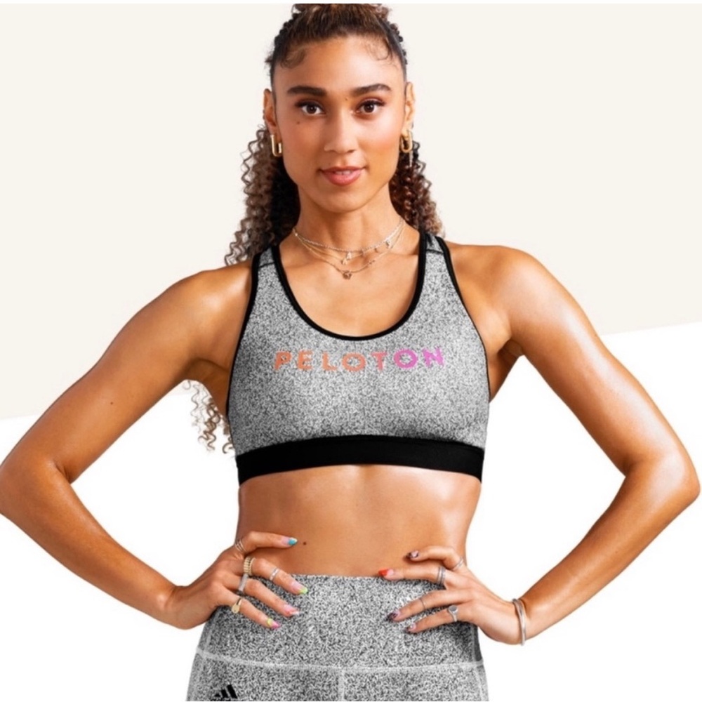Peloton Gray and Black Sports Bra Medium Support